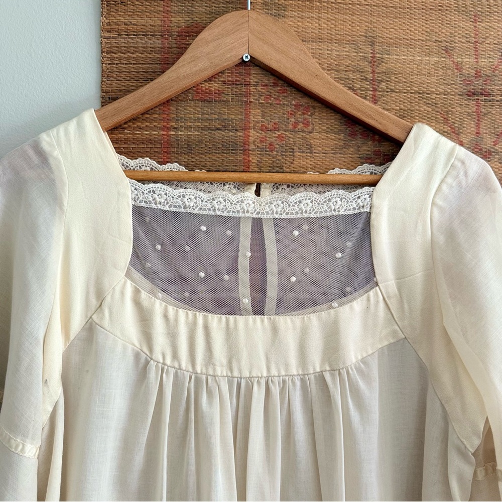 Gunne Sax Vintage 70s Cream Lace Tent Maxi Dress - Picture 4 of 12